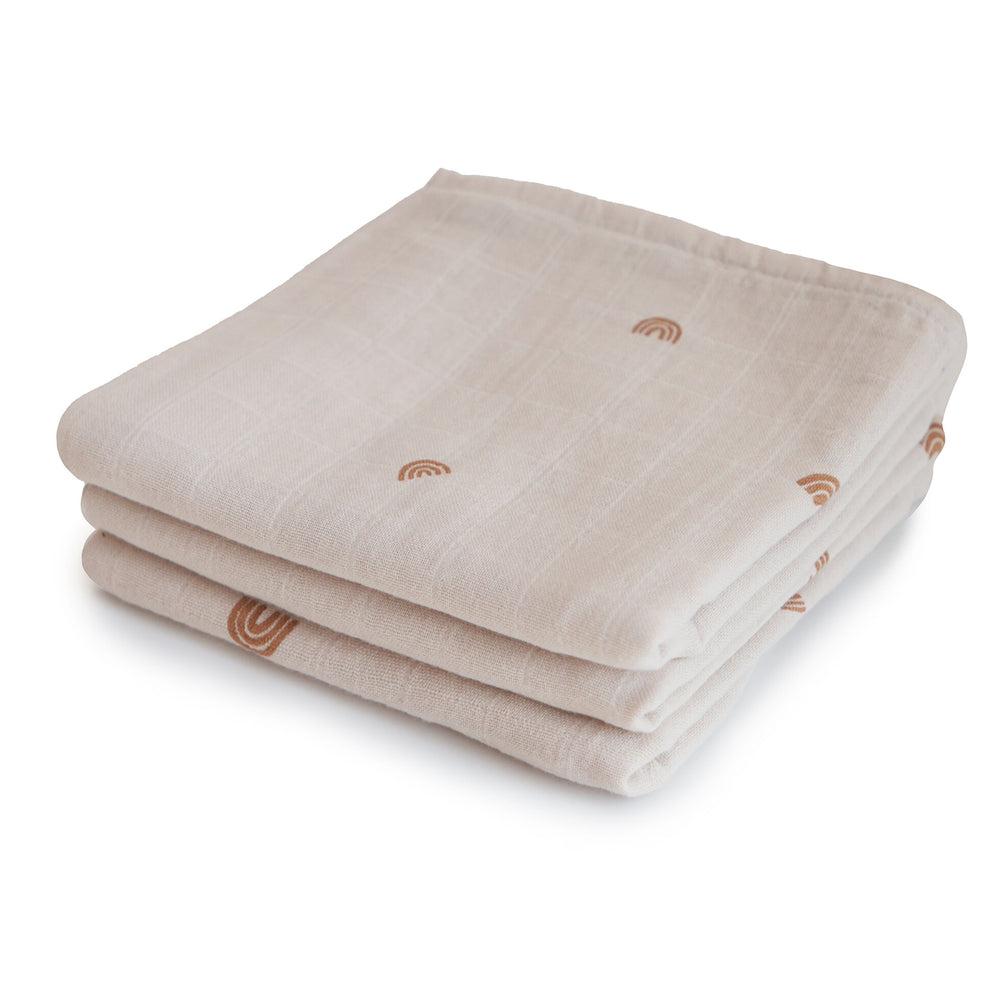 Mushie - Muslin Cloth (3 pack) - Rainbow - Mabel & Fox