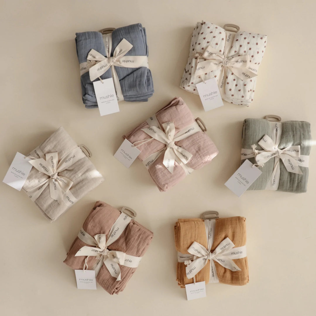 Mushie - Muslin Cloth (3 pack) - Flowers - Mabel & Fox