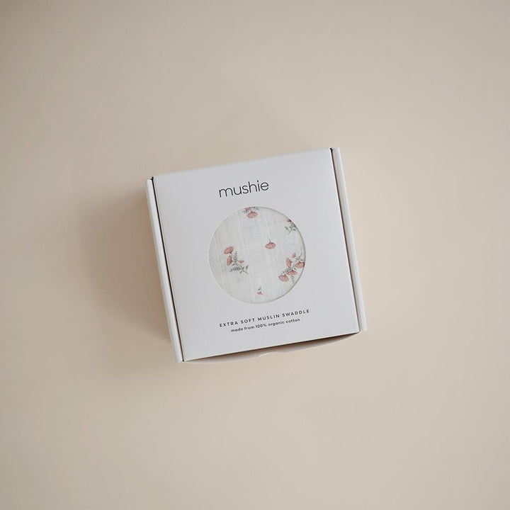 Mushie - Organic Swaddle - Pink Flowers - Mabel & Fox