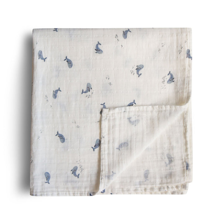Mushie - Organic Swaddle - Whales - Mabel & Fox