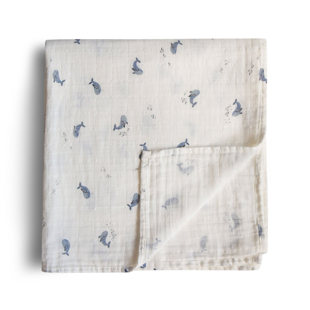 Mushie - Organic Swaddle - Whales - Mabel & Fox