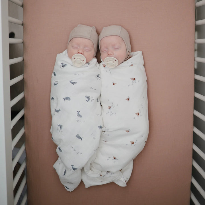 Mushie - Organic Swaddle - Whales - Mabel & Fox