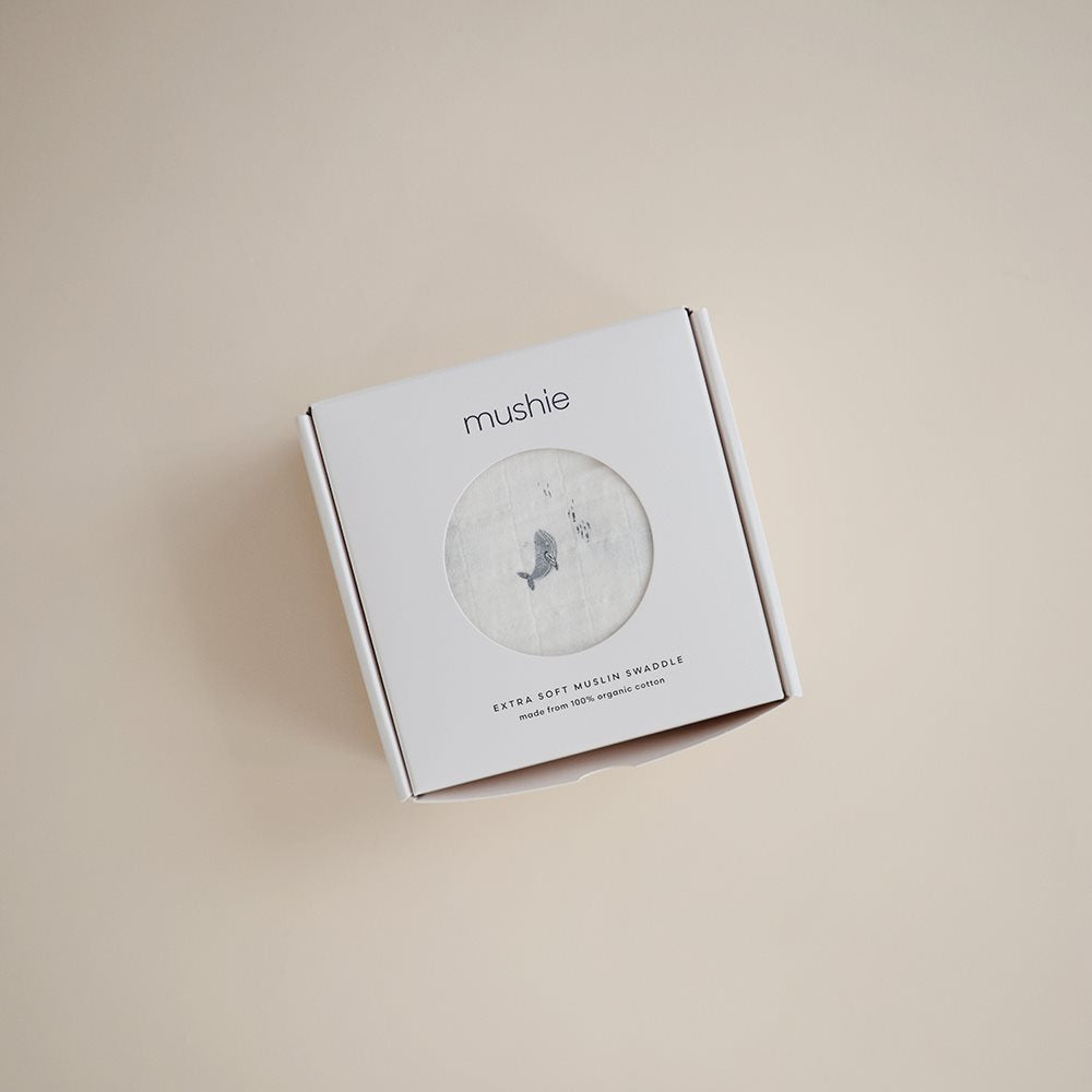 Mushie - Organic Swaddle - Whales - Mabel & Fox