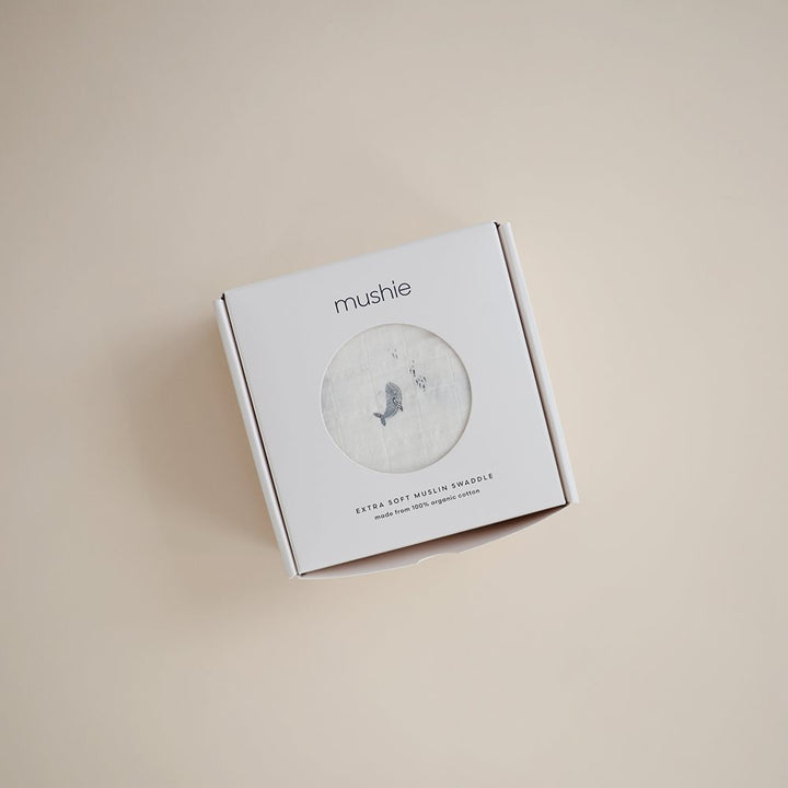 Mushie - Organic Swaddle - Whales - Mabel & Fox