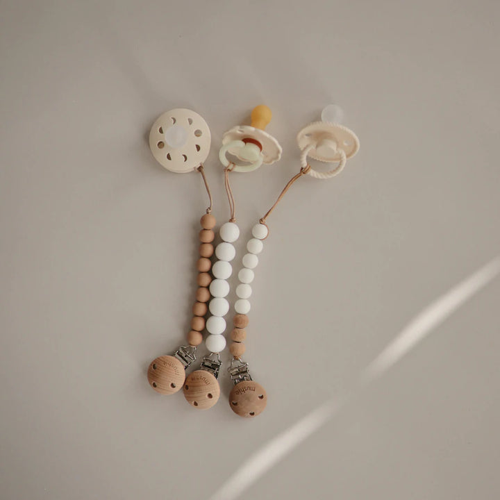 Mushie - Pacifier Clips - Halo - White - Mabel & Fox