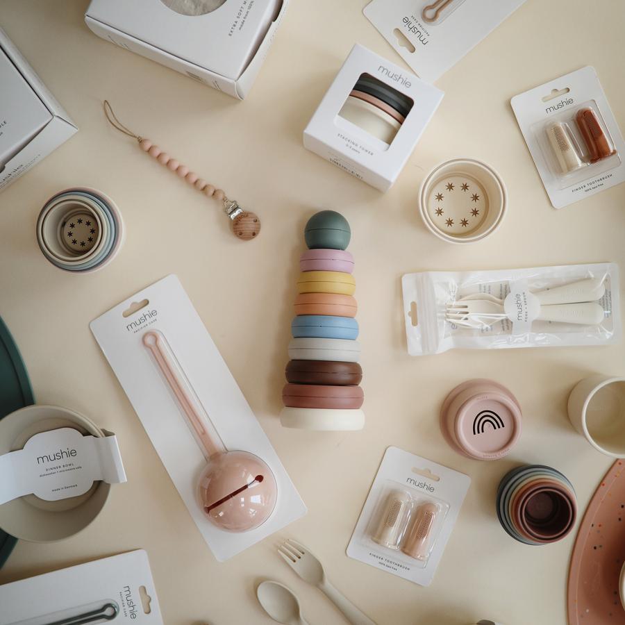 Mushie - Ring Tower Stacking Toy - Rustic - Mabel & Fox