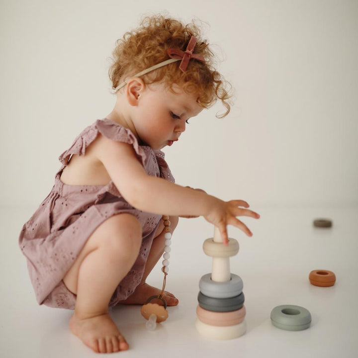 Mushie - Ring Tower Stacking Toy - Rustic - Mabel & Fox