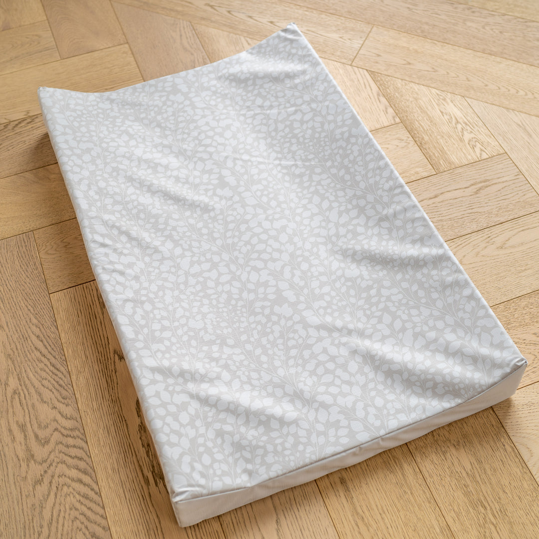 Mabel & Fox - Wedge Baby Changing Mat - Greige Leaves