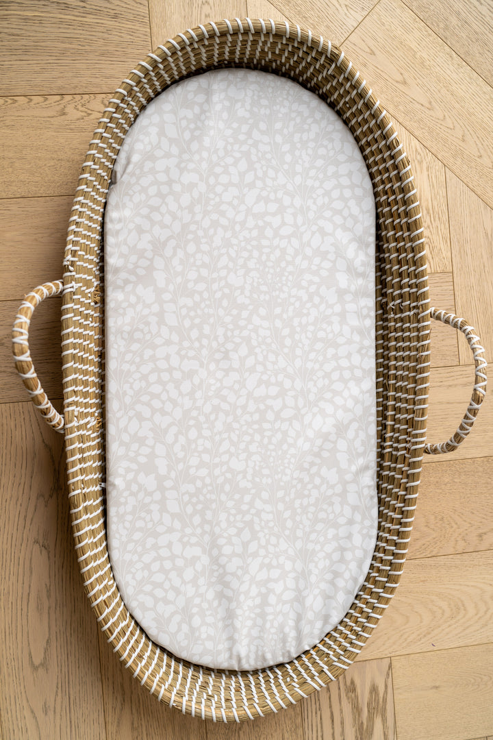 Mabel & Fox -  Basket Changing Mat - Greige Leaves