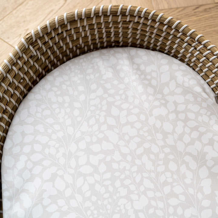 Mabel & Fox -  Basket Changing Mat - Greige Leaves