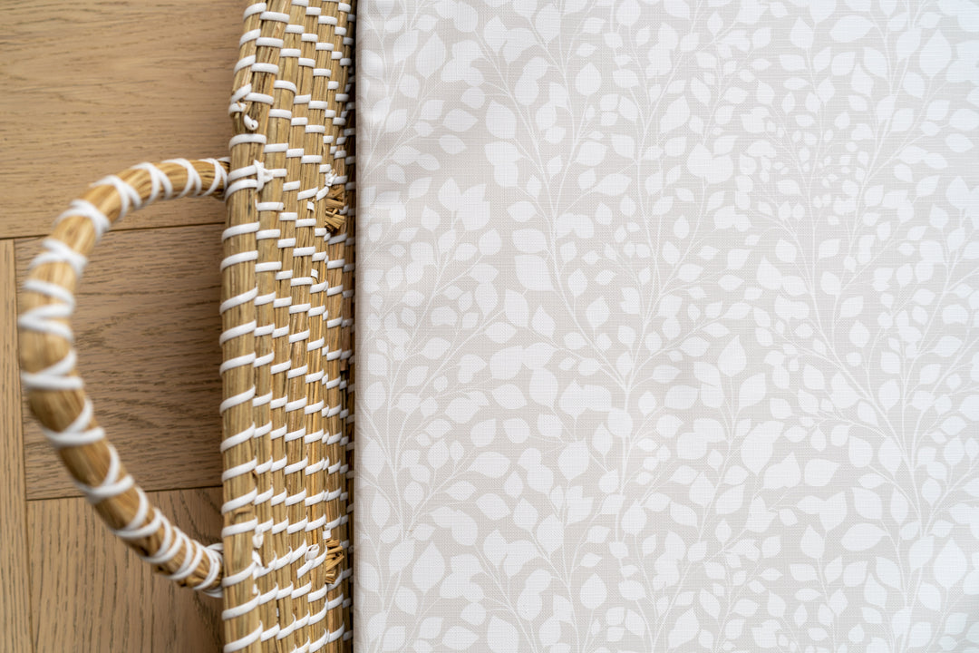 Mabel & Fox -  Basket Changing Mat - Greige Leaves