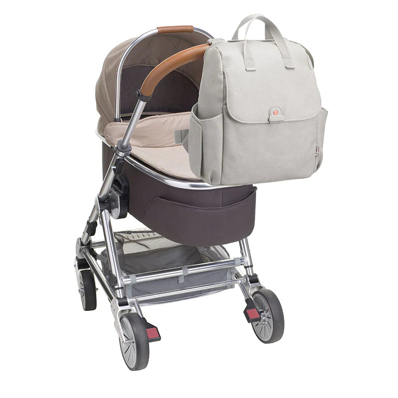 Grey faux leather sales backpack