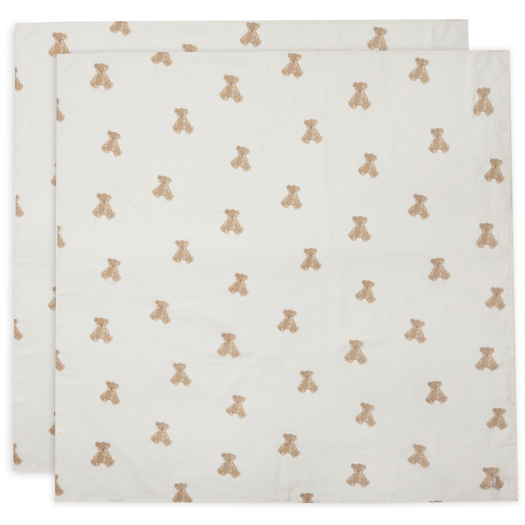 Jollein - Swaddle Muslin 115 x 115cm - Teddy Bear (2 Pack)